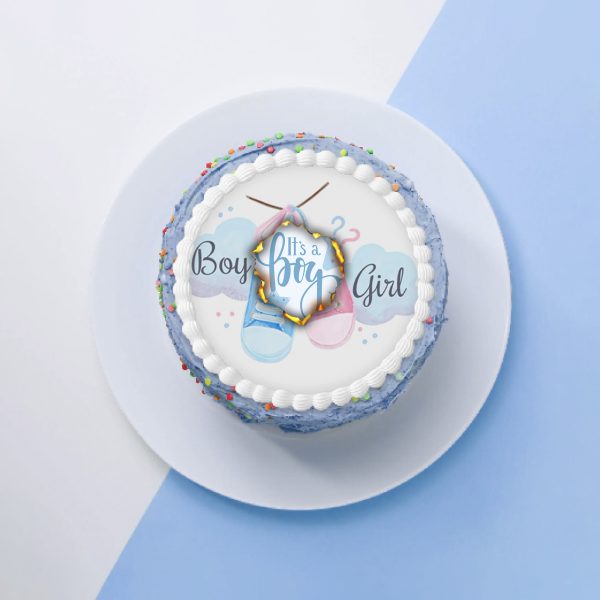 Baby gender reveal burn away cake