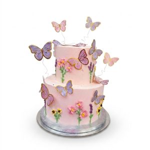 Pink butterfly cake