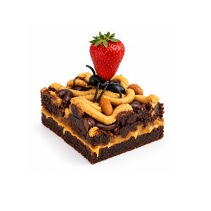 Halloween brownie with ant and strawberry